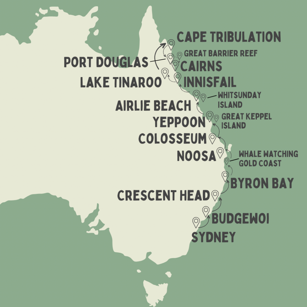 Route für Roadtrip an Australiens Ostküste