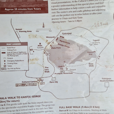 Karte der Tracks am Uluru (Ayers Rock), Australien
